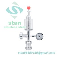 Hygienic Cross Pressure Relief Valve with Pressure Gauge