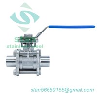 Ss304 Stainless Steel Sanitary Welded Three Piece Ball Valve