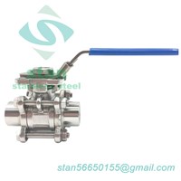 SS316L Sanitary FemaleThread 3Pieces Ball Valve