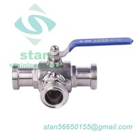 Stanitary Stainless Steel Quick Installation Three Way Thread Ball Valve